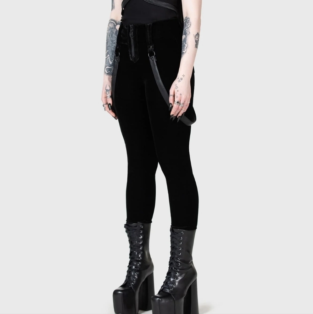 Killstar Black Strap Detail Pants - Picture 2 of 6